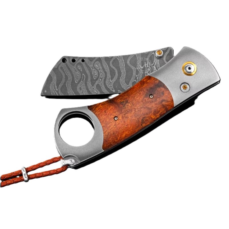 William Henry Mesa Titanium Cigar Cutter with Desert Ironwood and Damascus Blade